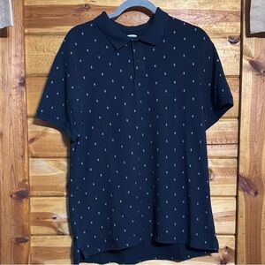 Old Navy Blue Polo Shirt with Subtle Anchor Pattern.  Color - NAVY